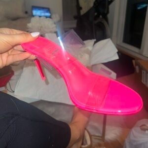Christian Louboutin nothing pvc hot pink heels